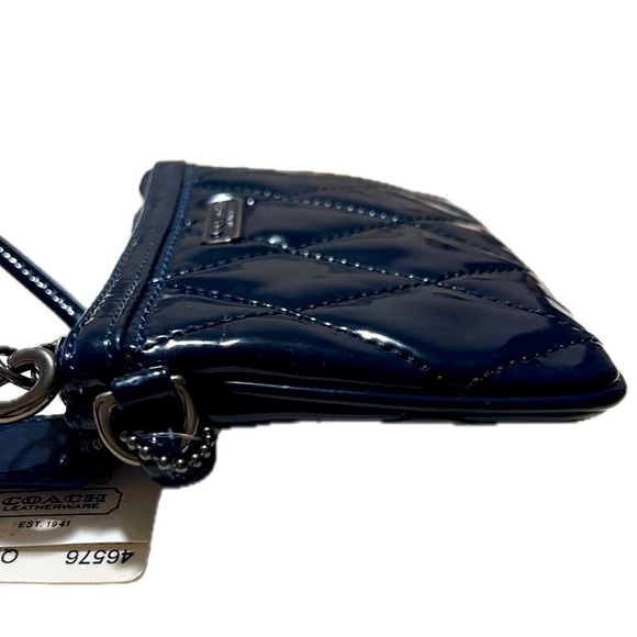 COACH Poppy Quilted Cobalt Blue Gloss Small Wristlet, NWT & Dustbag - Picture 11 of 16